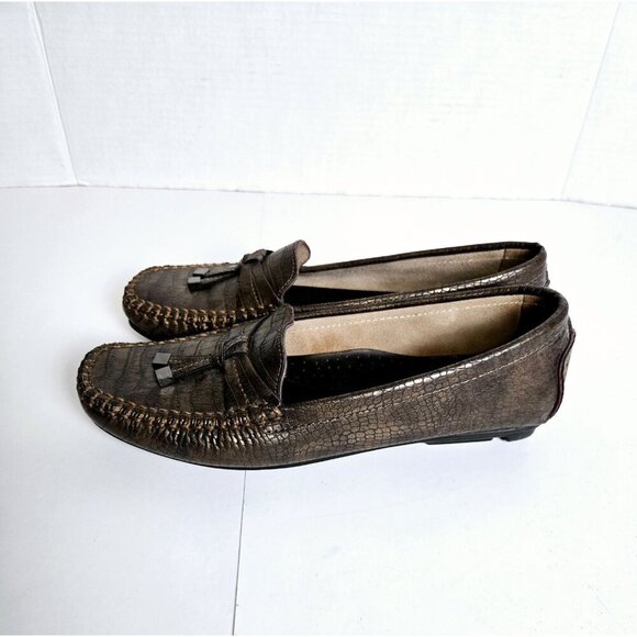 Impo Coppery Brown Crocodile Loafers Leather Lining Slip On Loafers Size… - Picture 5 of 8